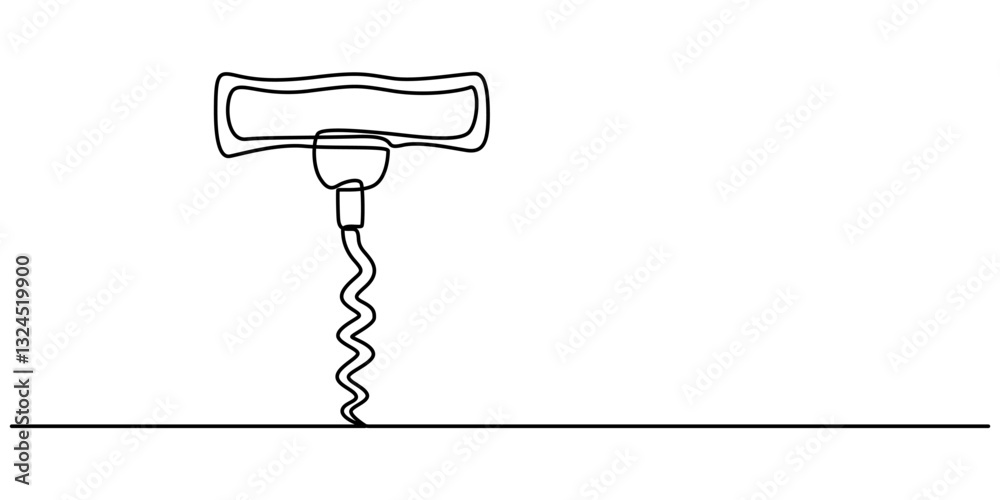 Poster corkscrew continuous line. bottle-screw or win bottle opener. vector illustration, corkscrew one lin
