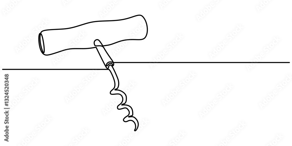Poster corkscrew continuous line. bottle-screw or win bottle opener. vector illustration, corkscrew one lin