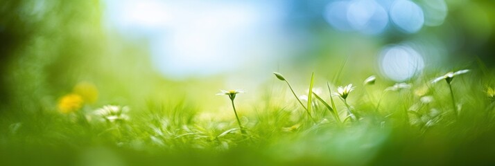 Obraz premium Green fresh grass lawn in Spring.