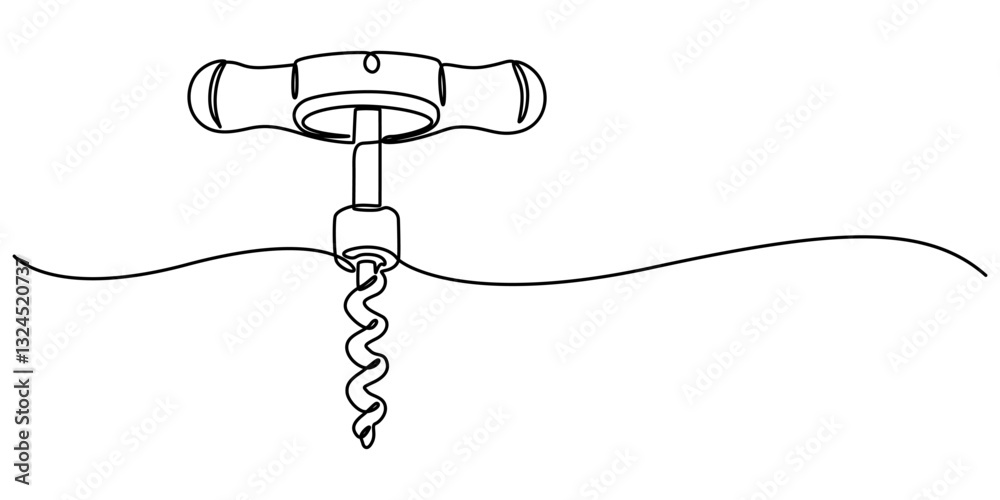 Aufkleber corkscrew continuous line. bottle-screw or win bottle opener. vector illustration, corkscrew one lin