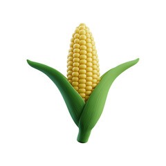 Obraz premium Single Corn ear with green husk 3D icon - PNG on transparent BG
