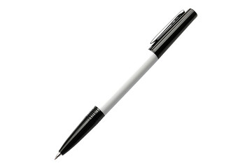 A black and white ballpoint pen Isolated on White and Transparent Background PNG Image.