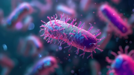 Fototapeta premium Single Bacterium Highlighted in Close-Up Macro Shot