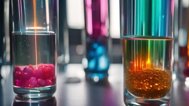 chemical liquid in a beaker glass in the laboratory