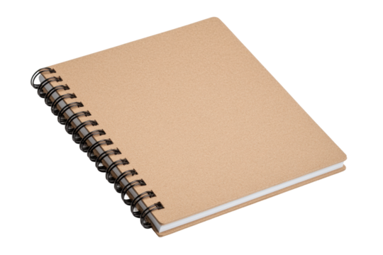 Spiral bound notebook with a plain cover design, cut out