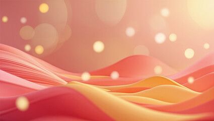 Warm sunset-inspired gradient with peach, coral orange, and golden yellow. Soft flowing waves and subtle bokeh elements add depth while maintaining elegance. Cozy yet vibrant, perfect for engaging