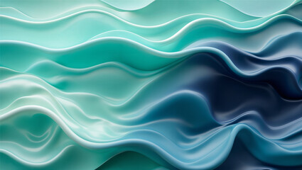 Refreshing ocean-inspired background with turquoise, seafoam green, and deep navy blue. Soft wave-like patterns and gentle water ripple effects create a fluid gradient mimicking sea and sky transition