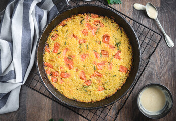 Spanish omelette in the pan 