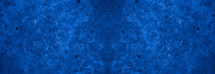 Old wall pattern texture cement blue dark abstract  blue color design are light with black gradient background.