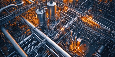 Industrial factory with pipes