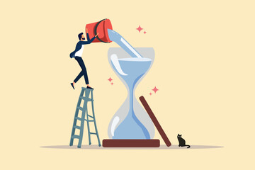 Visual Time Management: Hourglass Sand Pouring Vector Graphic