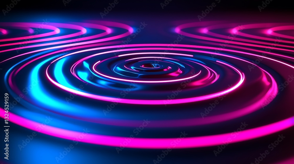 Poster abstract neon light circles background texture