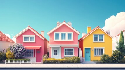 Obraz premium AI generated illustration houses
