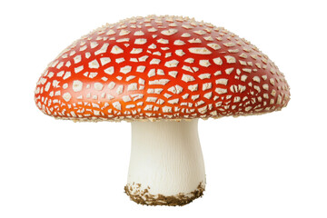 Obraz premium Vibrant red mushroom with white speckles, cut out