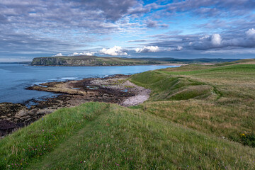The coast of the Atlantic Ocean , in Melvich, north Scotland