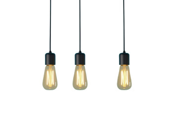 Modern hanging light bulbs for decor, cut out