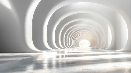 Fototapeta premium Abstract White Tunnel with Bright Light
