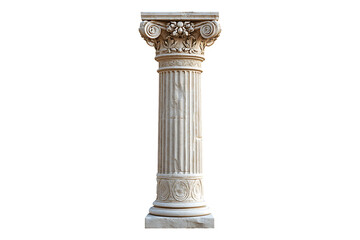 Ancient Greek column Isolated on White and Transparent Background PNG Image.