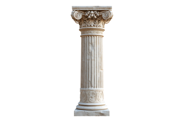 Ancient Greek column Isolated on White and Transparent Background PNG Image.