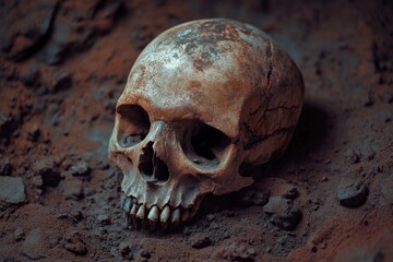 Skull On Dirt Ground