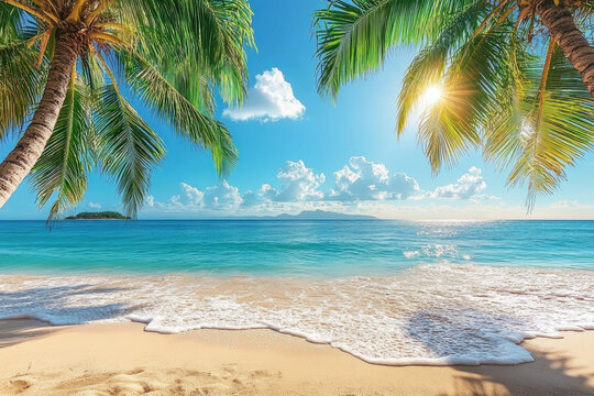 A picturesque beach scene in Lautoka, Fiji, with palm trees and turquoise waters