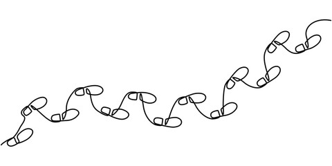 Continuous single line drawing of human footprint. Human footprint one line icon, Vector illustration, Continuous one line drawing of footsteps, Barefoot human footprint drawn in minimalist style.