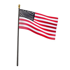 A flag waving majestically in the wind against a clear blue sky symbolizing freedom and national pride isolated on a white background.