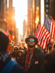 Fototapeta premium Man in Hat and Sunglasses