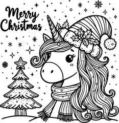 Christmas Unicorn vector design