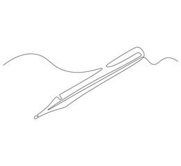 Thermometer continuous line. Continuous one line drawing of digital thermometer. Medical equipment concept. single line drawing