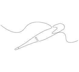 Thermometer continuous line. Continuous one line drawing of digital thermometer. Medical equipment concept. single line drawing