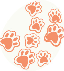 Playful paw prints scattered across a white background, symbolizing pet joy.