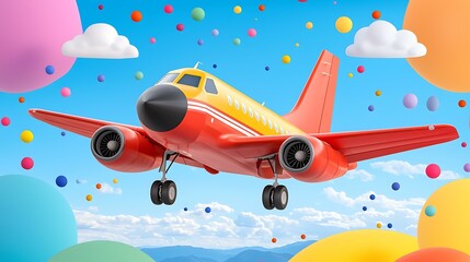 Bright and colorful airplane flying in sky. A squadron of precision aircraft performing an air show with stunning aerial stunts, synchronized formations, and vibrant smoke trails