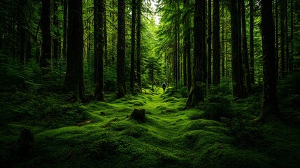 Obraz premium Lush Green Forest Path