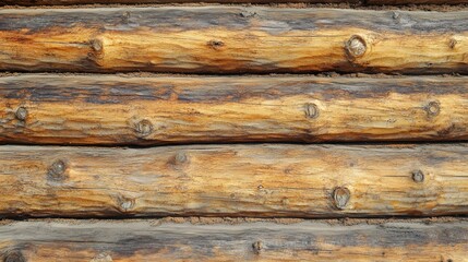 Naklejka premium Rustic Wooden Log Wall Texture
