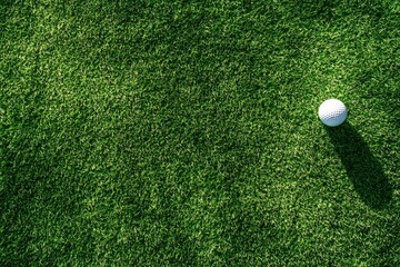 Single golf ball on green putting green.