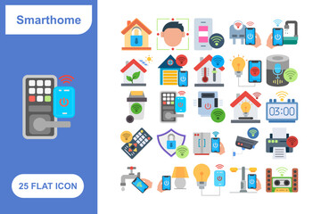 Smart Home Icons Set, Collection of 25 Smart Home Icons Set - 25 Vector Icons for Home Automation, IoT, Smart Devices & Technology