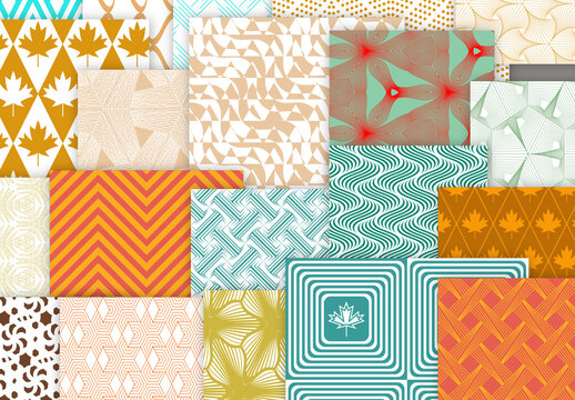 Seamles Simple Geometric Patters Bright Colored
