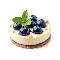  Blueberry Cheesecake with Fresh Berries and Mint on a Crumbly Crust