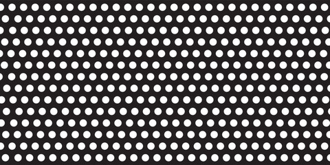 Texture of metal black mesh with round holes on a white background. Background made of metal perforated mesh