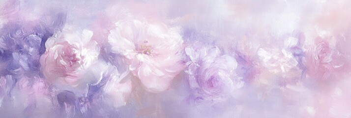 Fototapeta premium Soft floral design with pink and lavender blooms on a pastel background ideal for feminine themes and gentle aesthetics
