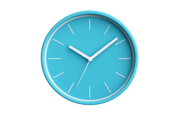 Bright turquoise wall clock with minimalist design, cut out