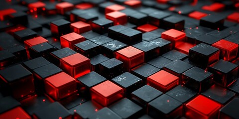 Fototapeta premium Red and black cube abstract background (1)