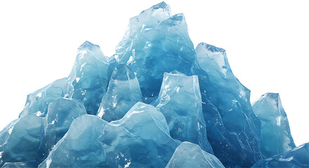 A cluster of translucent blue ice crystals with sharp edges and natural formations. Isolated on a transparent background. ice png.