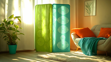 Room divider with floral patterns