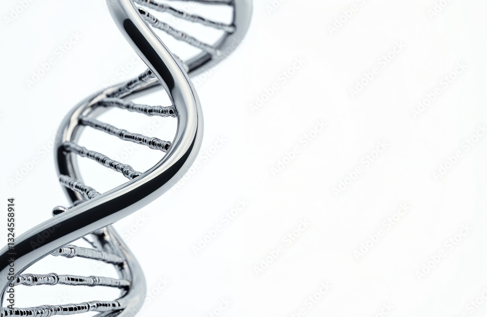 Poster shiny dna helix structure on white background. genetic code spiral, deoxyribonucleic acid molecule s