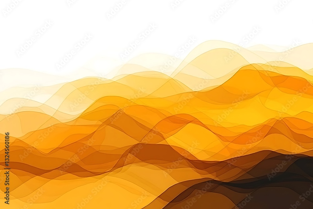 Poster abstract background with golden wave-like forms and soft translucency