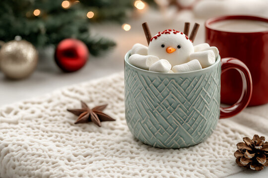 a trevithick photograph of a snowman made from marshmallows and chocolate