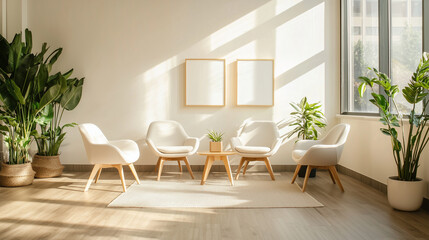 Fototapeta premium Support group gathering in a sleek, calming environment.