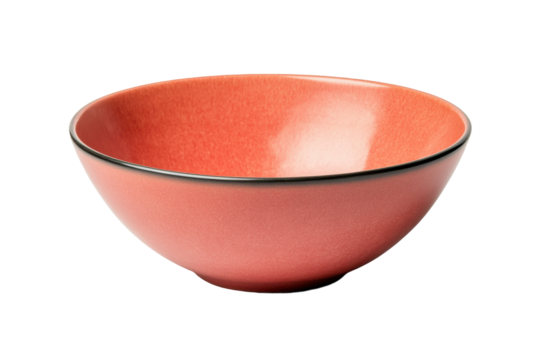 Red bowl with smooth, curved edges, cut out